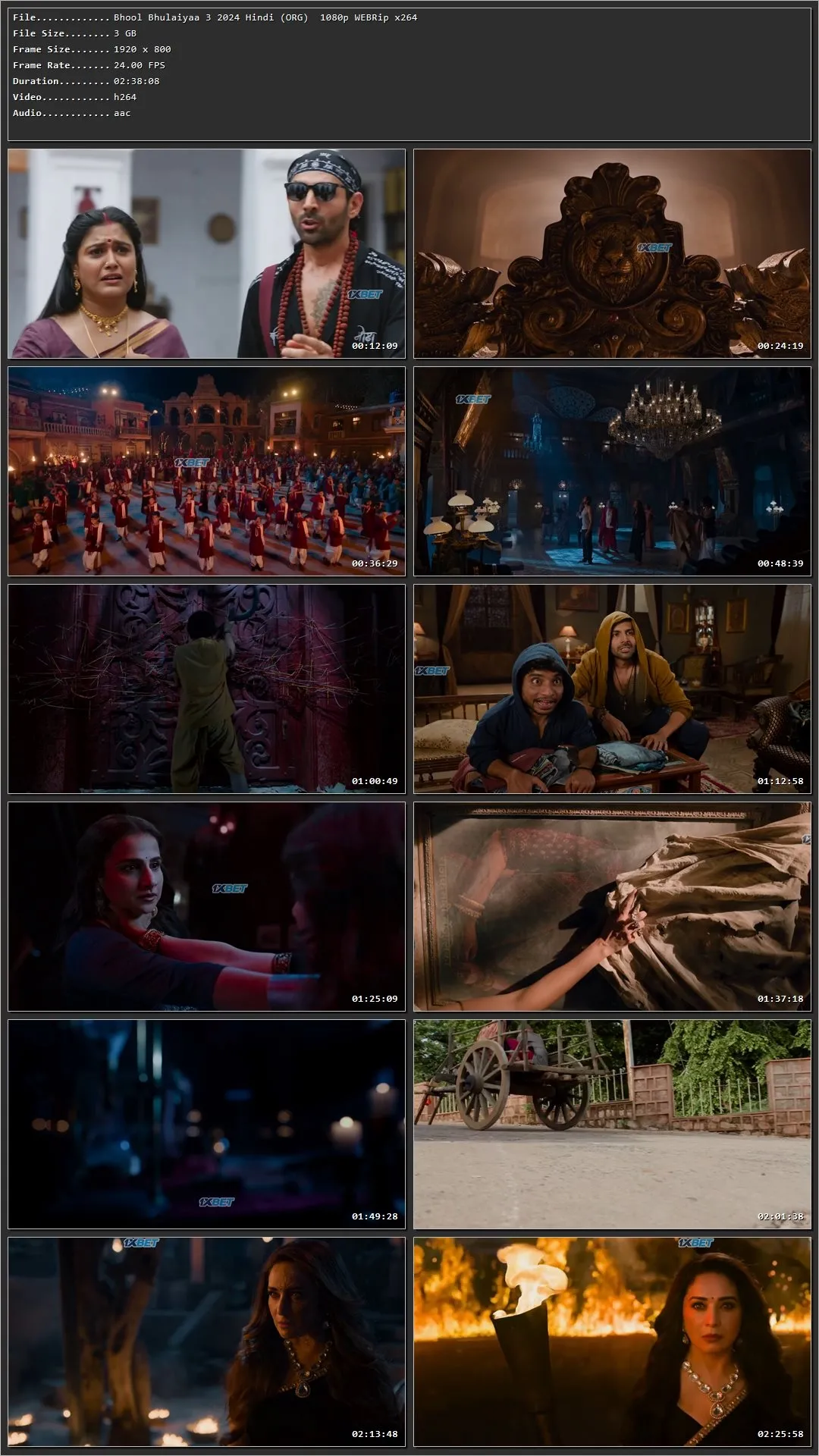 Bhool Bhulaiyaa 3 2024 Hindi (Org) HDRip 720p – 480p – 1080p