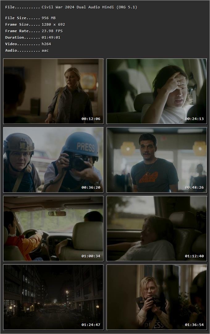 Civil War 2024 Hindi Dual Audio HDRip 1080p – 720p – 480p