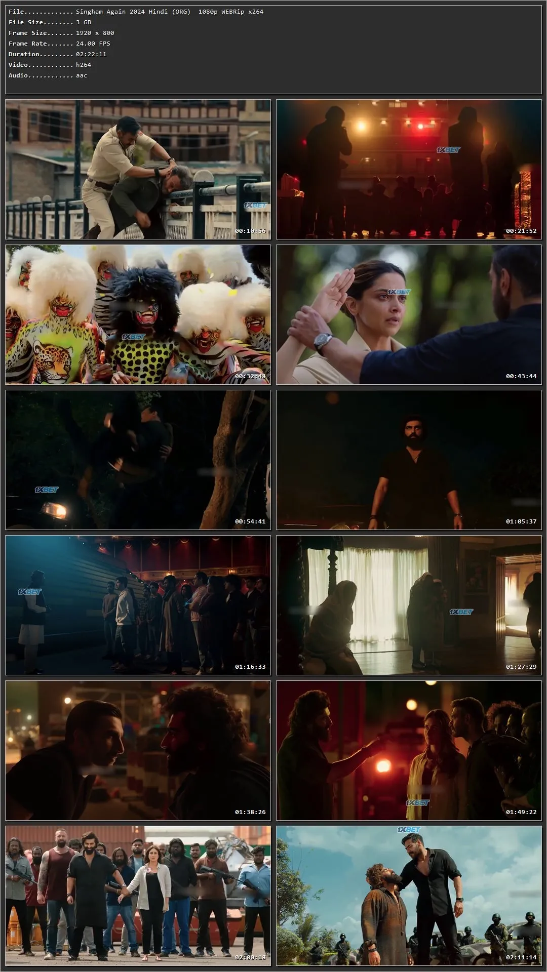 Singham Again 2024 Hindi HDRip 720p – 480p – 1080p