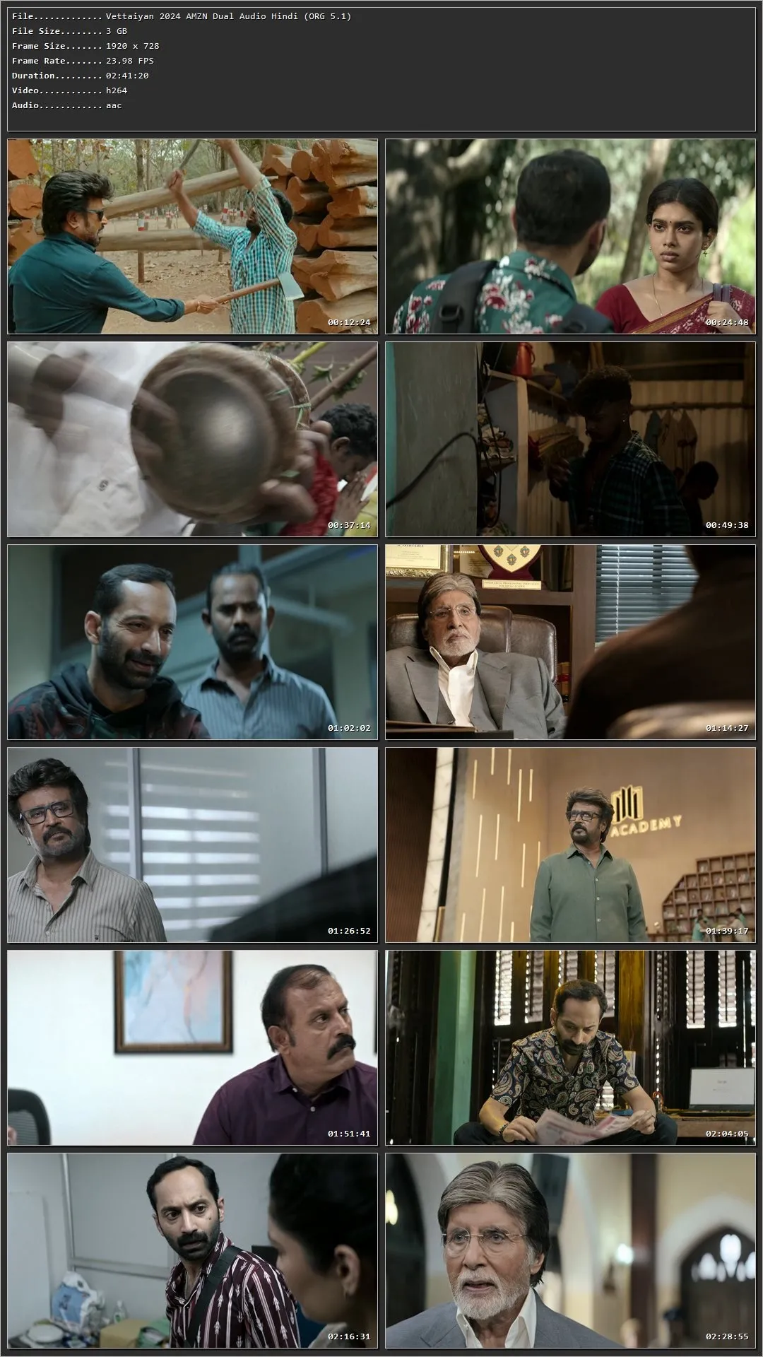 Vettaiyan 2024 Hindi (Org) HDRip 720p – 480p – 1080p